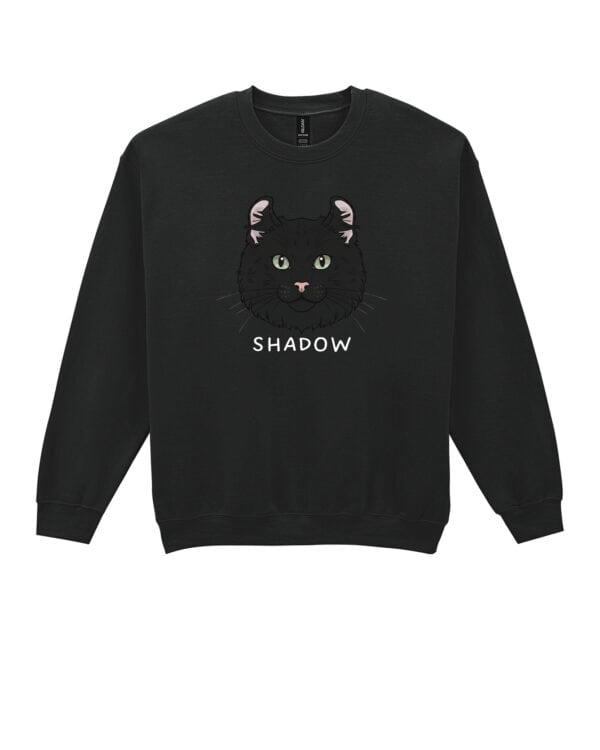 1600 (19) Bluza bez kaptura Amerykański Curl Czarny <br>Personalizowana Kot Pupil