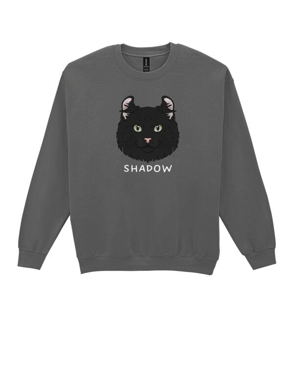 1600 (22) Bluza bez kaptura Amerykański Curl Czarny <br>Personalizowana Kot Pupil