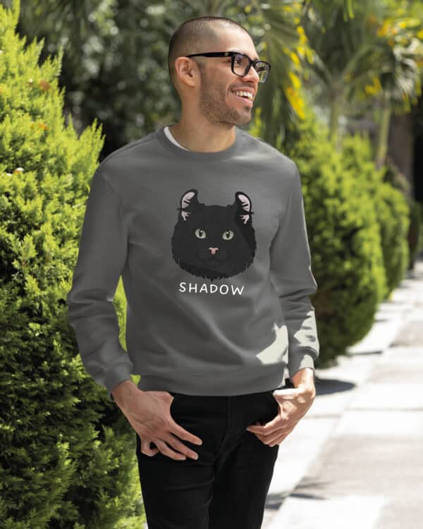 1600 (24) Bluza bez kaptura Amerykański Curl Czarny <br>Personalizowana Kot Pupil