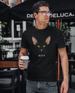 1602 (12) Koszulka Orientalny Czarny <br>Personalizowana Kot Pupil