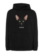 1602 (13) Bluza z kapturem Orientalny Czarny <br>Personalizowana Kot Pupil