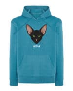 1602 (16) Bluza z kapturem Orientalny Czarny <br>Personalizowana Kot Pupil