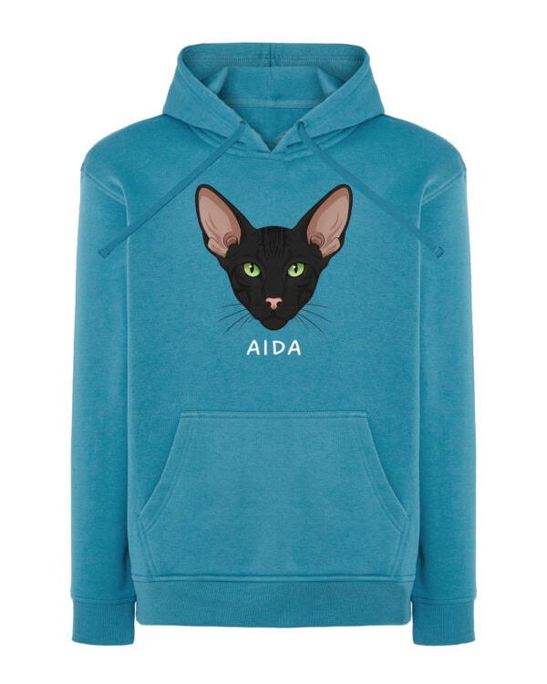 1602 (16) Bluza z kapturem Orientalny Czarny <br>Personalizowana Kot Pupil