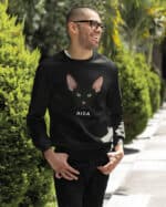 1602 (21) Bluza bez kaptura Orientalny Czarny <br>Personalizowana Kot Pupil