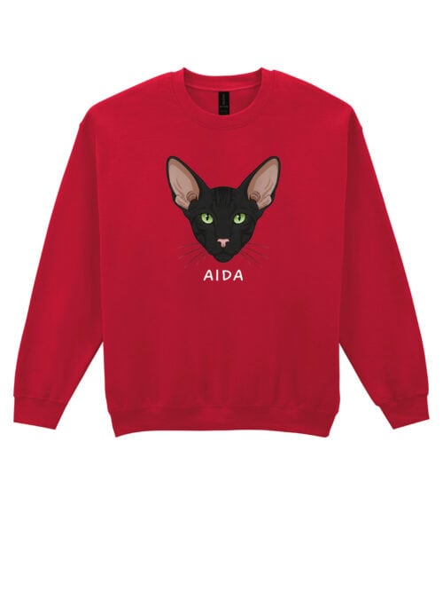 1602 (25) Bluza bez kaptura Orientalny Czarny Personalizowana Kot Pupil