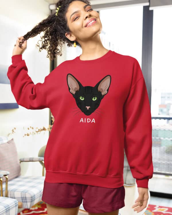 1602 (26) Bluza bez kaptura Orientalny Czarny <br>Personalizowana Kot Pupil