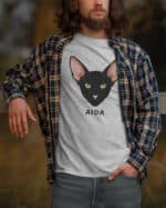 1602 (6) Koszulka Orientalny Czarny <br>Personalizowana Kot Pupil