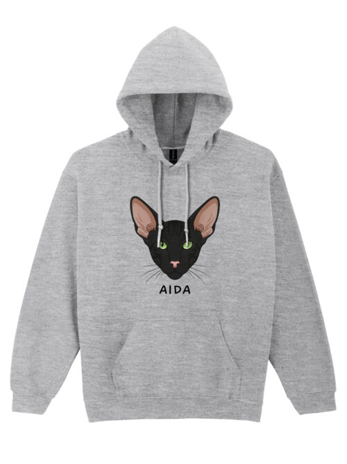 1602 (7) Bluza z kapturem Orientalny Czarny Personalizowana Kot Pupil