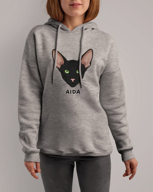 1602 (8) Bluza z kapturem Orientalny Czarny <br>Personalizowana Kot Pupil