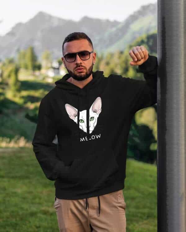 1603 (15) Bluza z kapturem Orientalny Biały <br>Personalizowana Kot Pupil