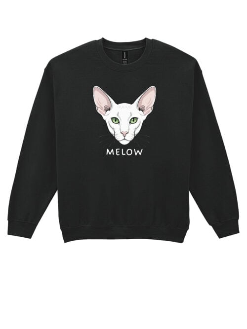 1603 (19) Bluza bez kaptura Orientalny Biały Personalizowana Kot Pupil