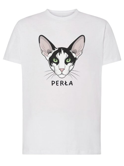 1604 (1) Koszulka Orientalny Czarno biały Personalizowana Kot