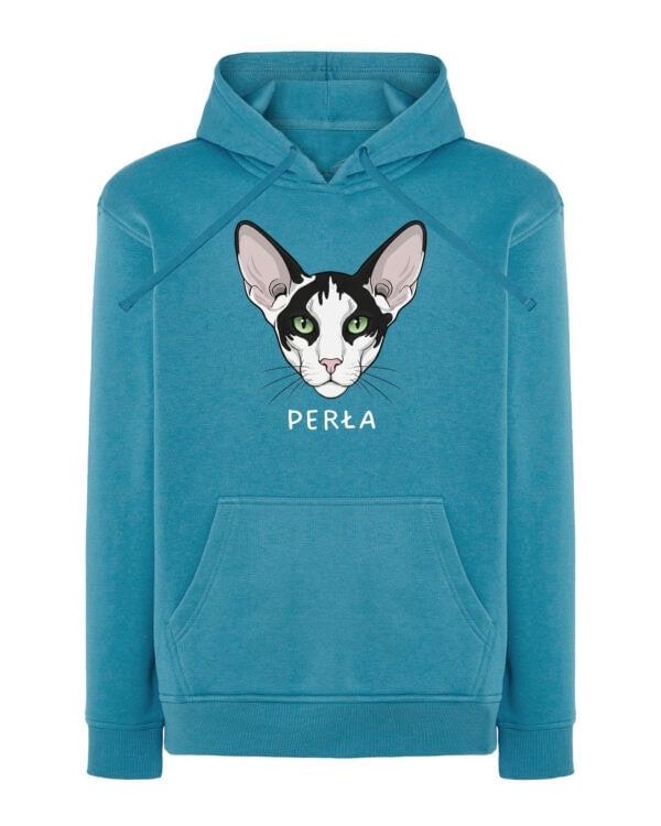 1604 (16) Bluza z kapturem Orientalny Czarno biały <br>Personalizowana Kot