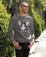 1604 (24) Bluza bez kaptura Orientalny Czarno biały <br>Personalizowana Kot Pupil