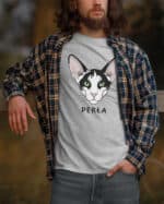 1604 (6) Koszulka Orientalny Czarno biały <br>Personalizowana Kot