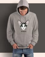 1604 (9) Bluza z kapturem Orientalny Czarno biały <br>Personalizowana Kot