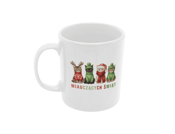TL SUB MUG WH 1466 00 Kubek Świąteczny Kotki Wesołych Świąt