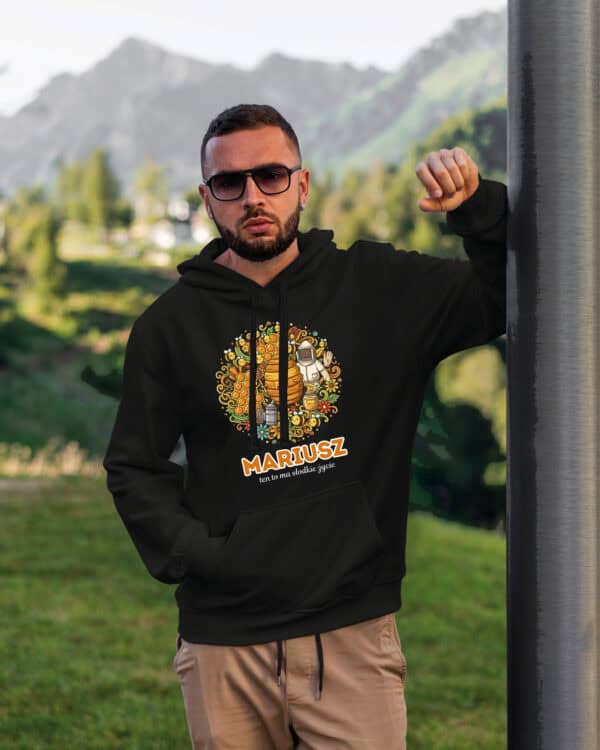 1623 (18) Bluza z kapturem <br>Pszczelarz Personalizowana Ilustracyjna
