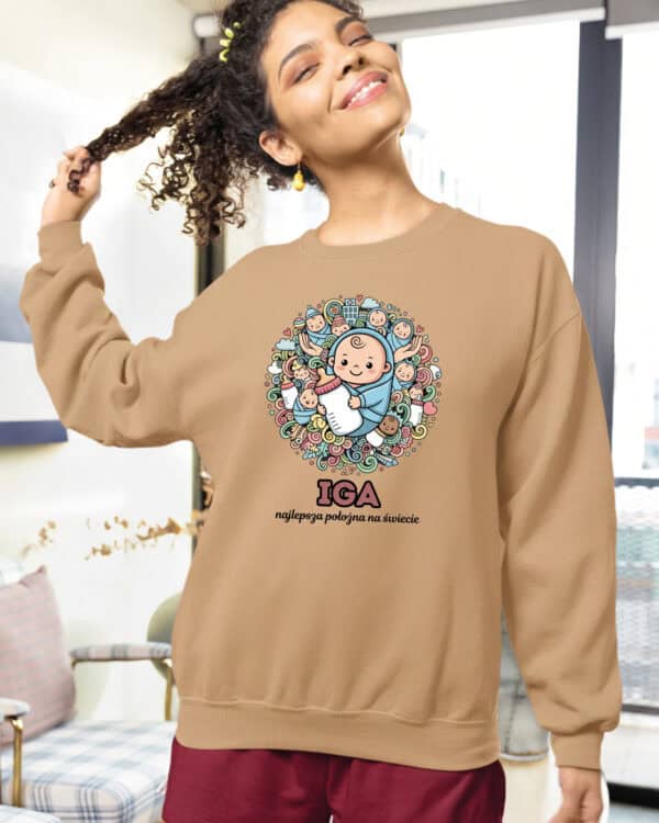 1625 (11) Bluza bez kaptura Położna <br>Personalizowana Ilustracyjna