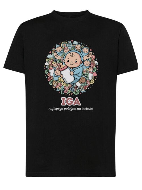 1625 (13) Koszulka Położna Personalizowana Ilustracyjna