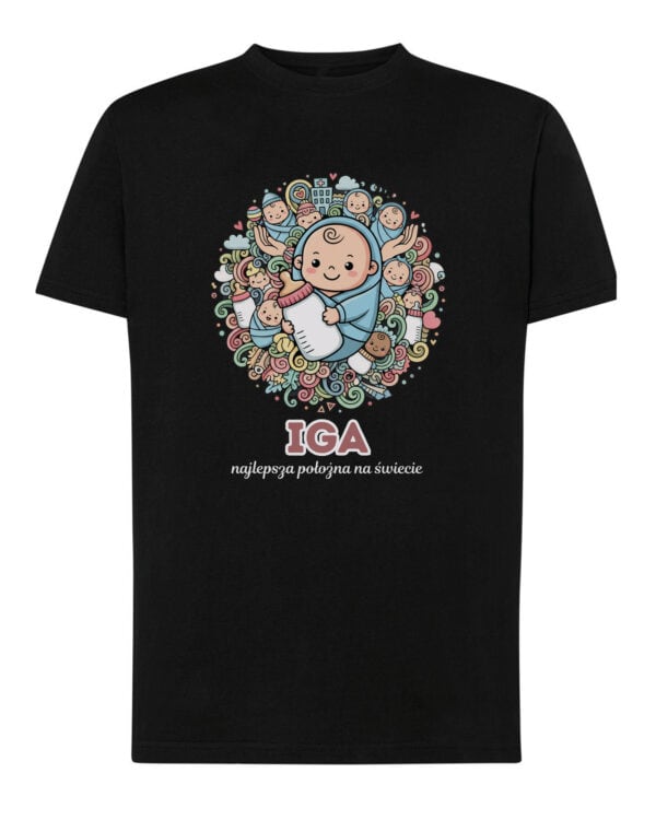 1625 (13) Koszulka Położna Personalizowana Ilustracyjna