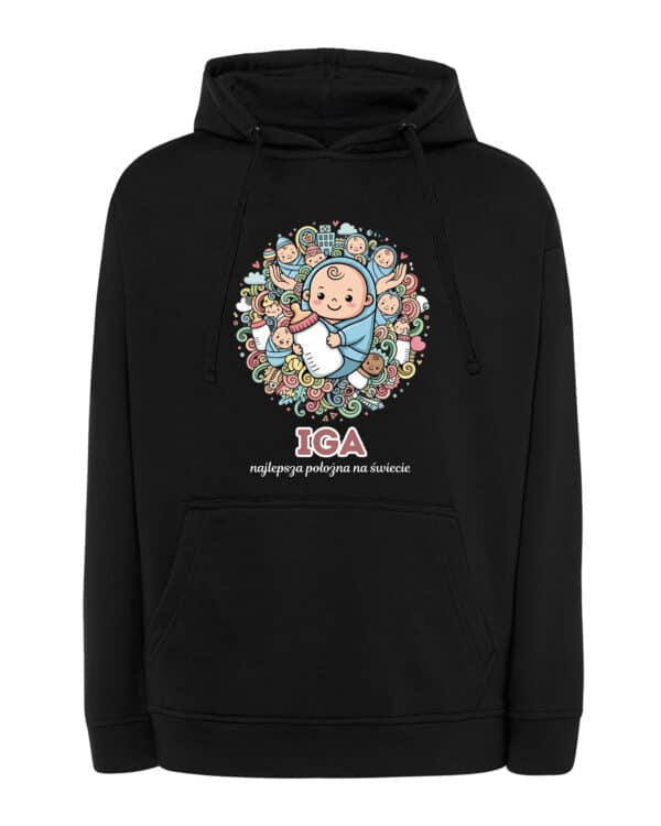 1625 (16) Bluza z kapturem Położna Personalizowana Ilustracyjna