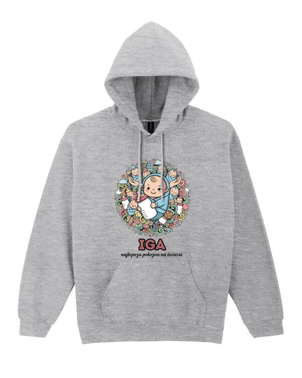 1625 (7) Bluza z kapturem <br>Położna Personalizowana Ilustracyjna