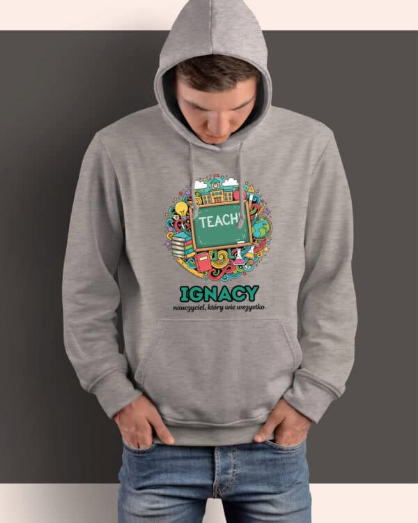 1626 (9) Bluza z kapturem <br>Nauczyciel Personalizowana Ilustracyjna