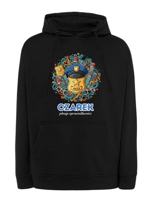 1647 (16) Bluza z kapturem Policjant Personalizowana Ilustracyjna
