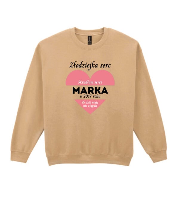 1651 (11) Bluza bez kaptura dla Par <br>Personalizowana Serce Miłość