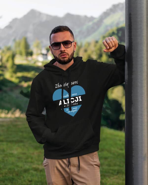 1652 (12) Bluza z kapturem dla Par <br>Personalizowana Serce Miłość