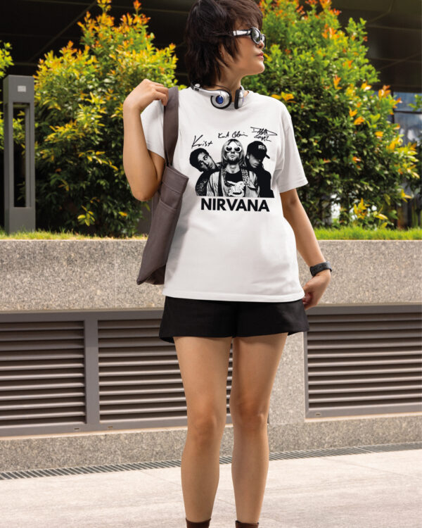 1 (2) Koszulka Muzyka Rock Nirvana Podpisy Legend