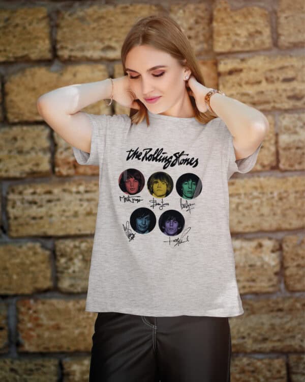 1 (5) Koszulka Rock The Rolling Stones Podpisy