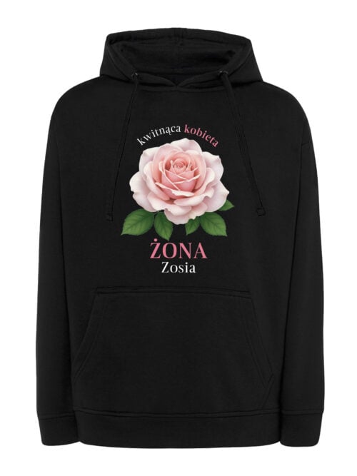 1664 (69) Bluza z kapturem Personalizowana Dzień Kobiet Kwiat dla Mamy Dziewczyny Żony Babci