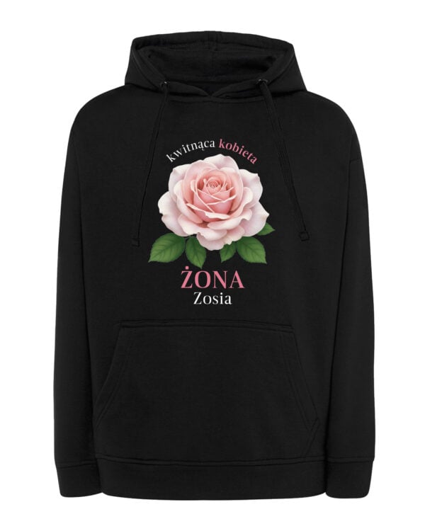 1664 (69) Bluza z kapturem Personalizowana Dzień Kobiet Kwiat dla Mamy Dziewczyny Żony Babci