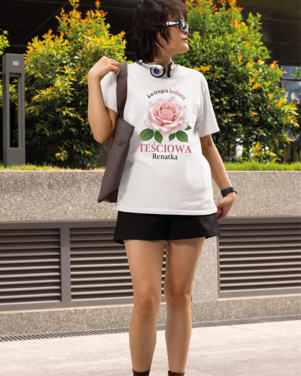 1664 (8) Koszulka Personalizowana Dzień Kobiet <br>Kwiat dla Mamy Dziewczyny Żony Babci