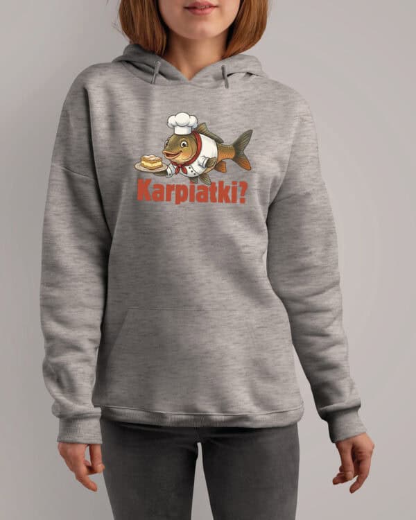 1718 (17) Bluza z kapturem Śmieszny Prezent <br>Karp Karpatka Kucharz