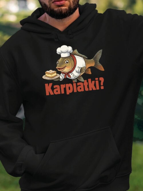 1718 (22) Bluza z kapturem Śmieszny Prezent Karp Karpatka Kucharz