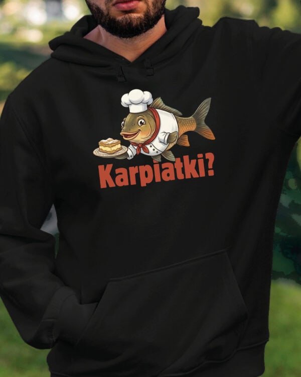 1718 (22) Bluza z kapturem Śmieszny Prezent Karp Karpatka Kucharz