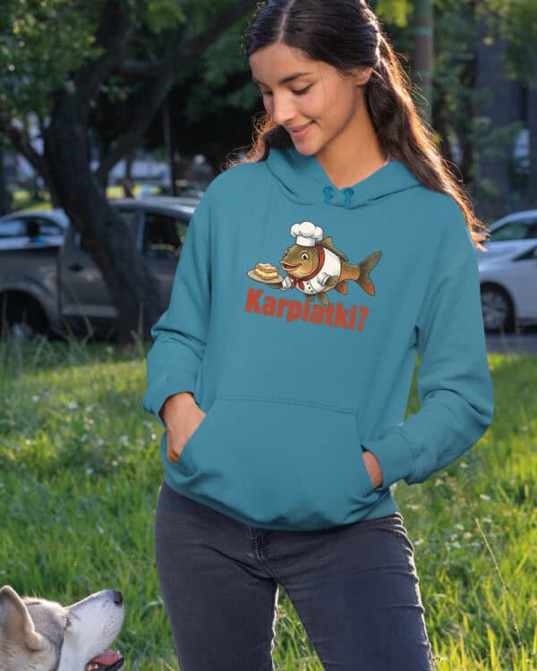 1718 (27) Bluza z kapturem Śmieszny Prezent <br>Karp Karpatka Kucharz