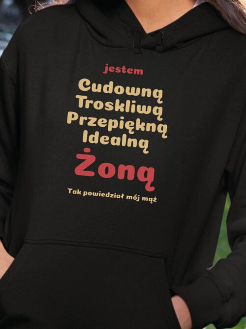 1721 (8) Bluza z kapturem Prezent dla Żony Super Cechy Śmieszna