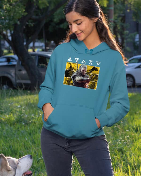 1726 (22) Bluza z kapturem Wiedźmin Geralt <br>Personalizowana Gry