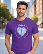 1730 (2) Koszulka Katolicka Amen z Krzyżem i Sercem