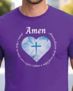 1730 (5) Koszulka Katolicka Amen z Krzyżem i Sercem