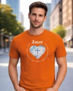 1730 (7) Koszulka Katolicka Amen z Krzyżem i Sercem