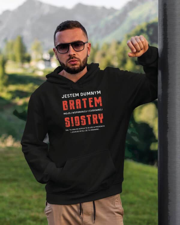 TL0952 SIM21 Bluza z kapturem Prezent dla Brata <br>od Siostry Zabawny Śmieszny