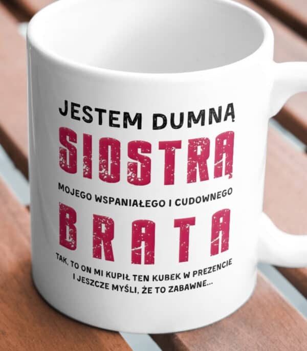 TL0953 MUG3 Kubek Prezent dla Siostry od Brata Zabawny Śmieszny