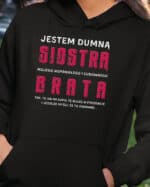 TL0953 SIM24 Bluza z kapturem Prezent dla Siostry od Brata Zabawny Śmieszny