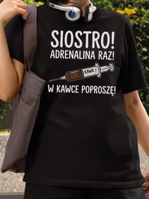 TL1750 SIM13 Śmieszna Koszulka dla Lekarza Zastrzyk Kawy