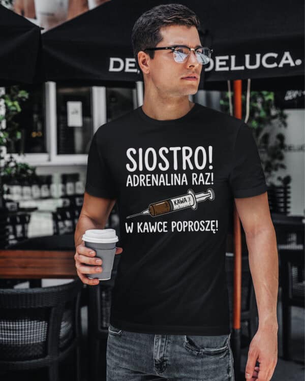 TL1750 SIM14 Śmieszna Koszulka dla Lekarza <br>Zastrzyk Kawy